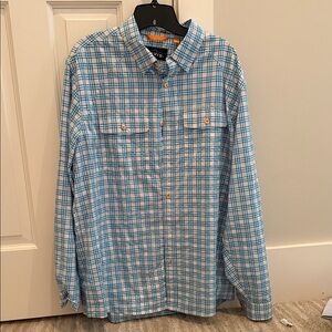 Orvis Turquoise and White Checkered Shirt